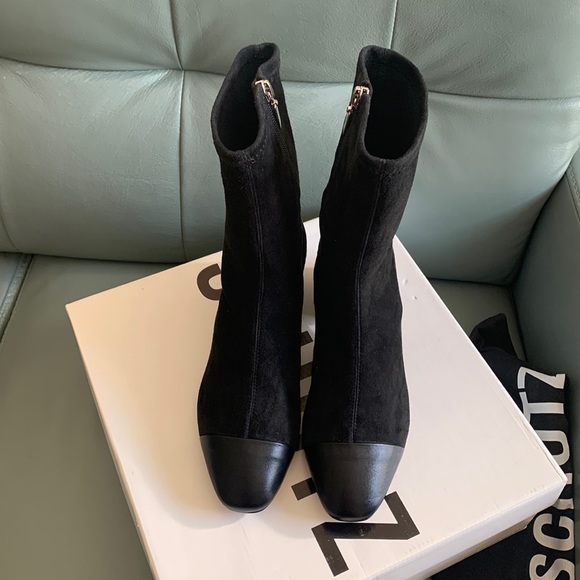 SCHUTZ Black Suede/Leather Stretch Boots - Picture 9 of 16